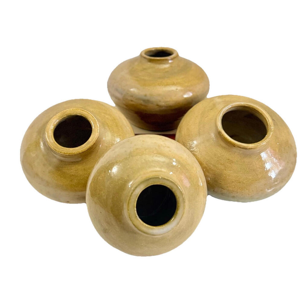 Vintage Pottery Art Mini Decoration Vases  Set Of 4 Unmark Made In USA